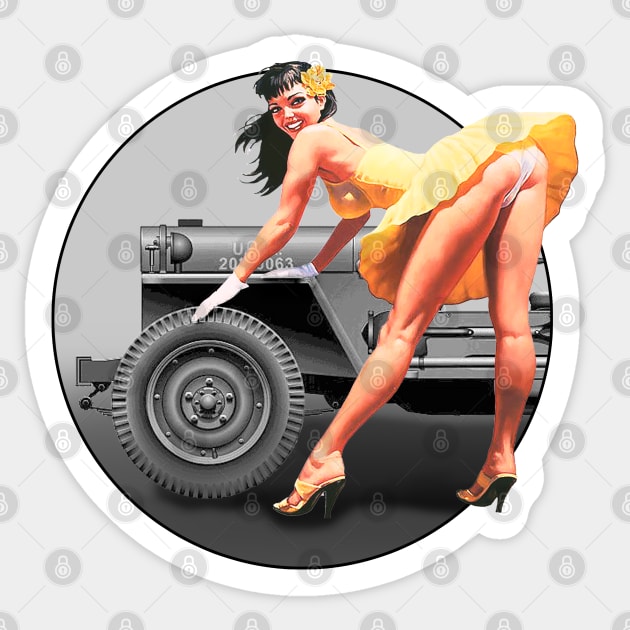 Pinup Girls Classic Vehicle WW2 Sticker by Jose Luiz Filho